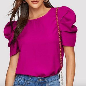 Pink Puff Sleeve Top